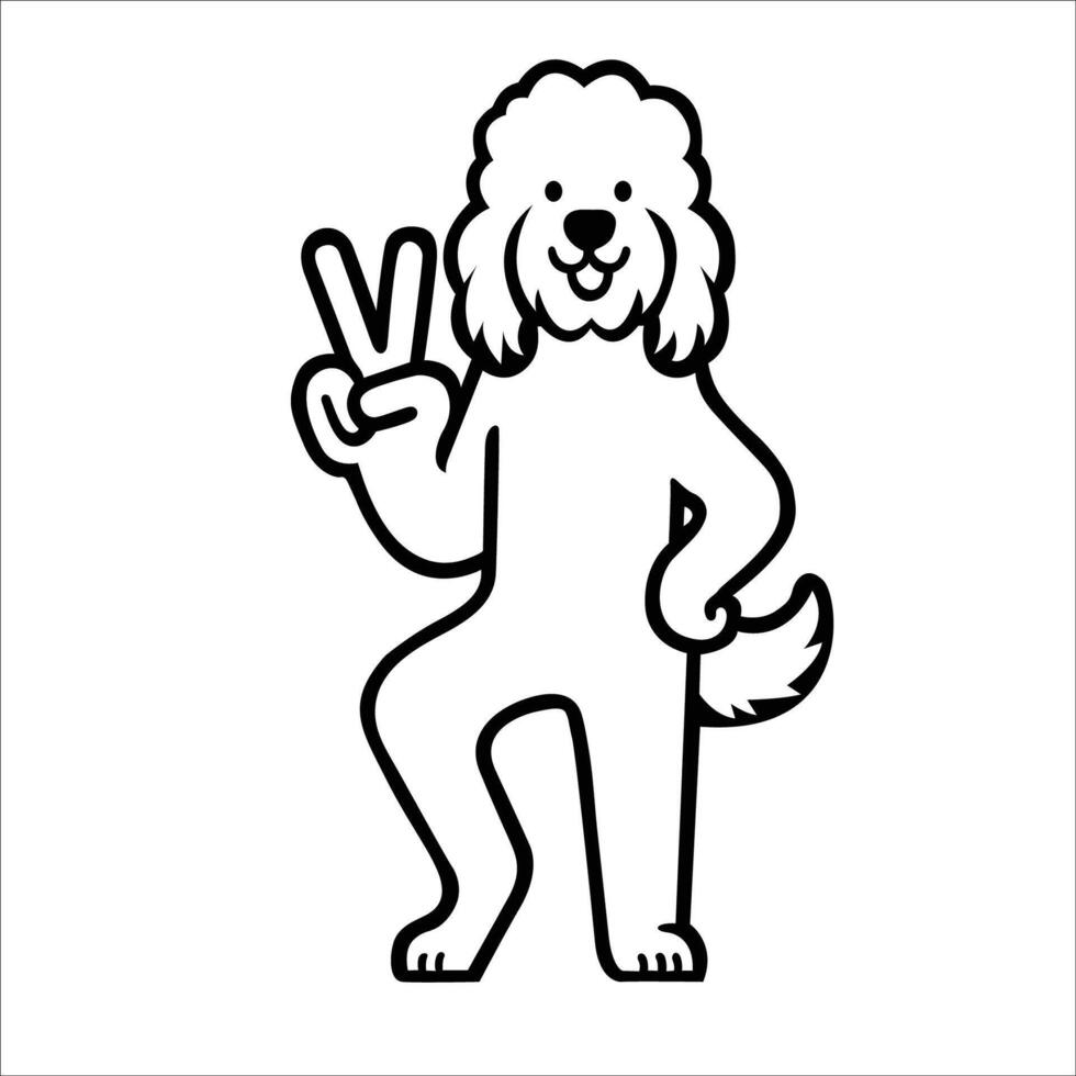 AI generated Confident Komondor Peace Gesture Illustration Vector