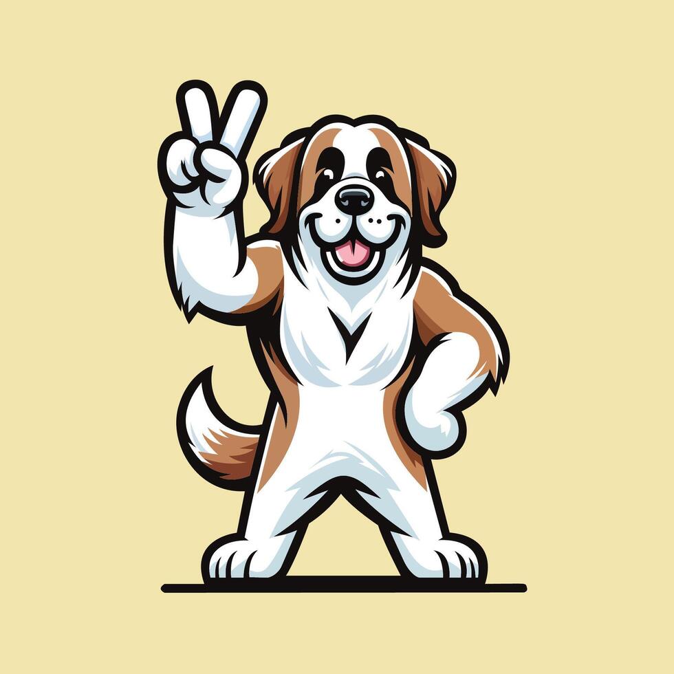AI generated St. Bernard Dog Peace Gesture Illustration vector