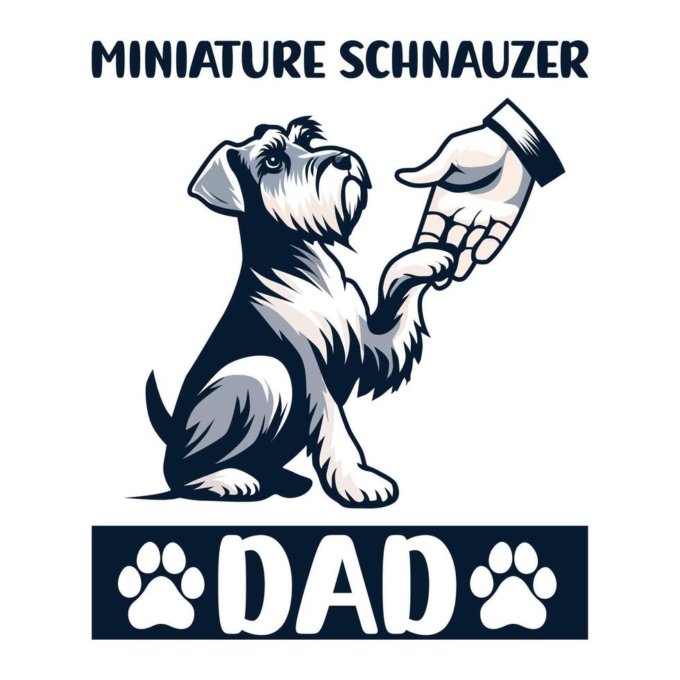 miniatura Schnauzer perro papá tipografía t camisa diseño ilustración vector