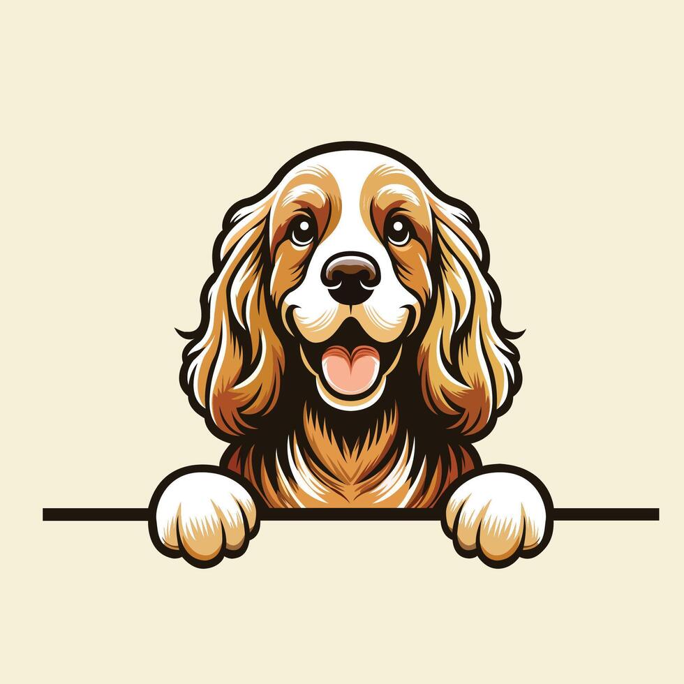 ai generado trepar spaniel perro echar un vistazo cara aislado ilustración vector