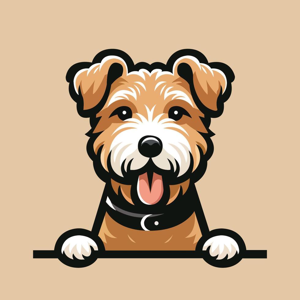 AI generated Lakeland Terrier peeking face illustration vector