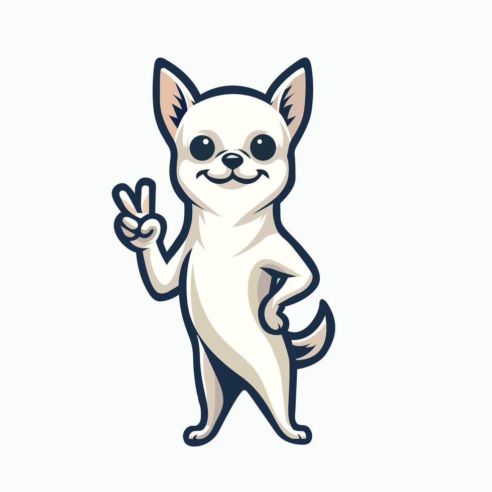 AI generated Chihuahua Dog Peace Gesture Illustration vector