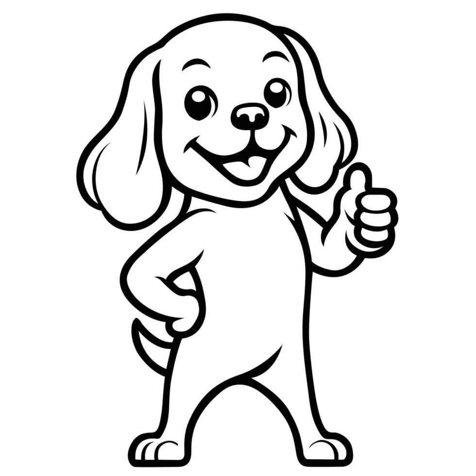 AI generated Cavalier King Charles Spaniel Dog Happy Thumbs Up illustration vector