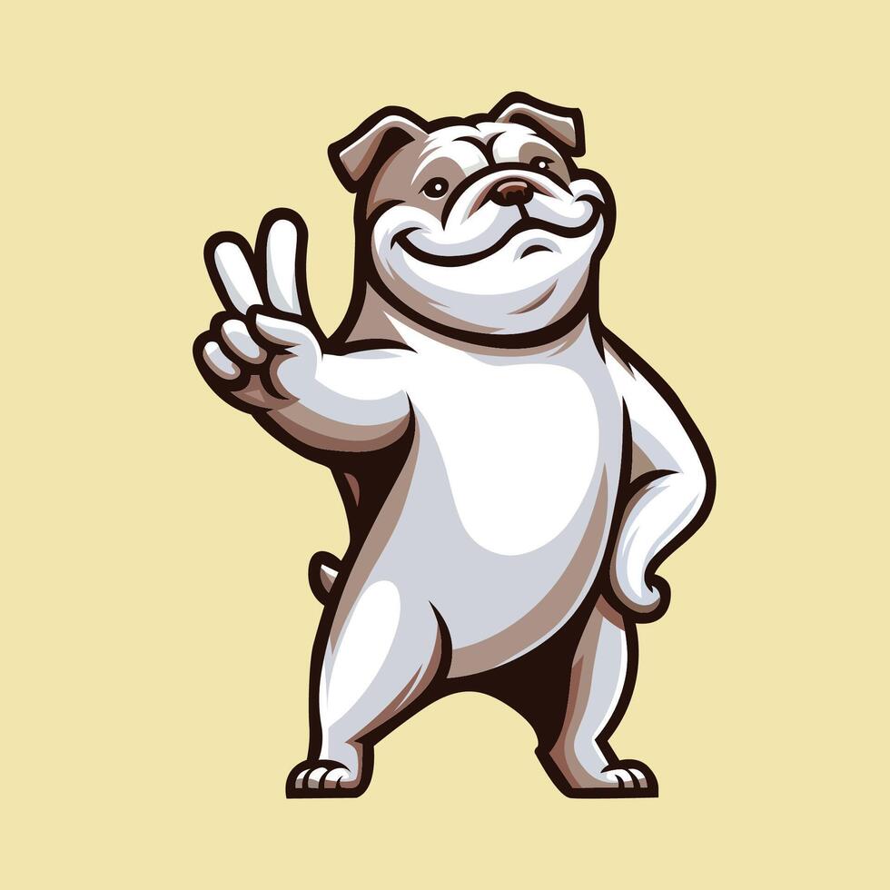 AI generated Bulldog Dog Peace Gesture Illustration vector