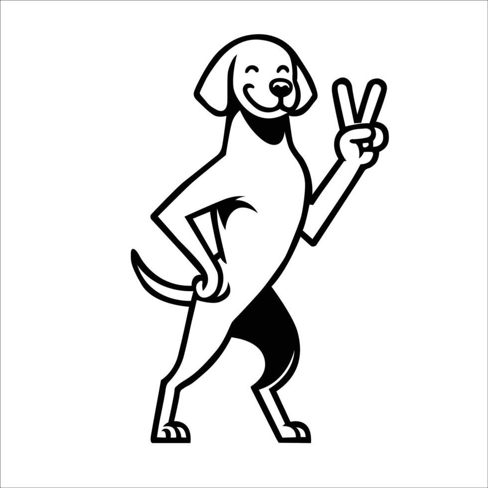 AI generated Confident Vizsla Peace Gesture Illustration Vector