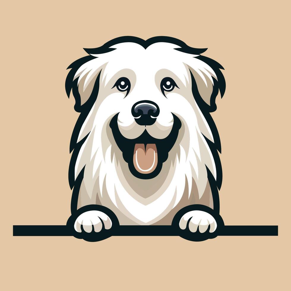 AI generated Maremmano-Abruzzese Sheepdog peeking face illustration vector