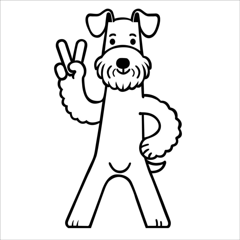 AI generated Confident Kerry Blue Terrier Peace Gesture Illustration Vector