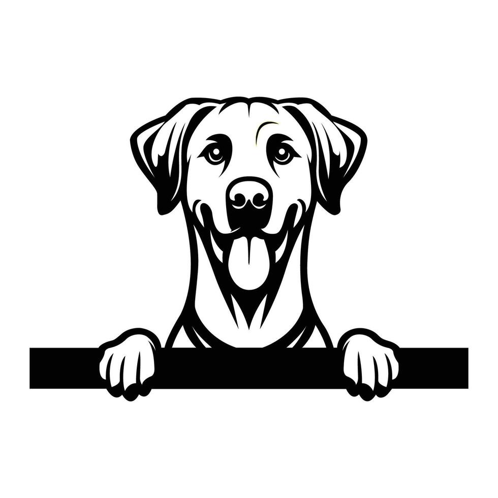 AI generated Black And White Rhodesian Ridgeback dog peeking face Silhouette illustration vector