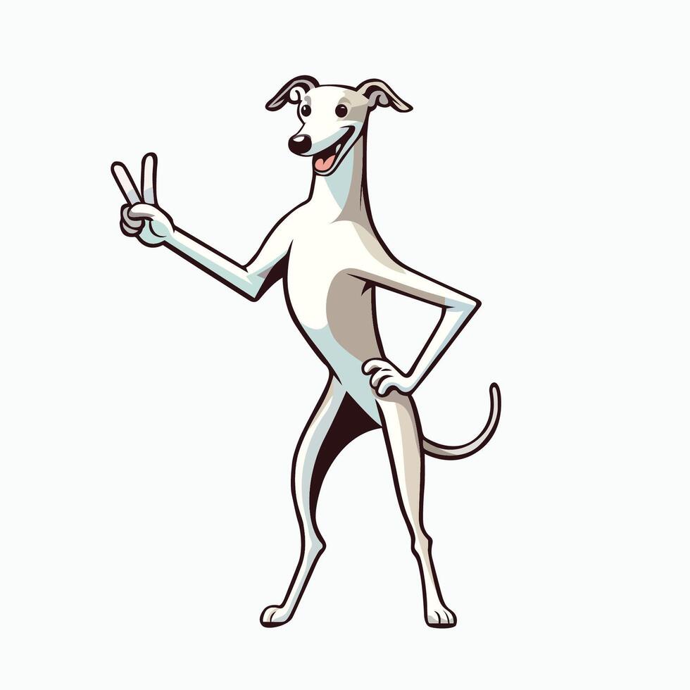 AI generated Whippet Dog Peace Gesture isolated Illustration vector