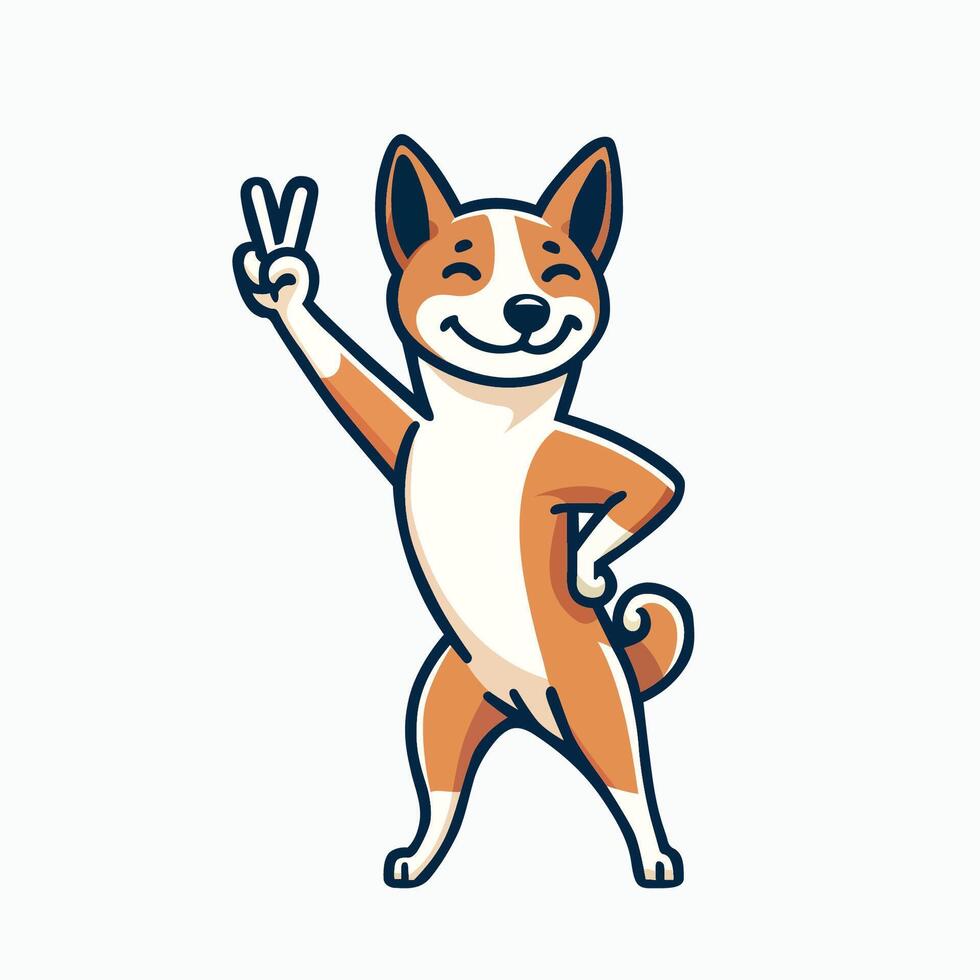 AI generated Basenji Dog Peace Gesture Illustration vector