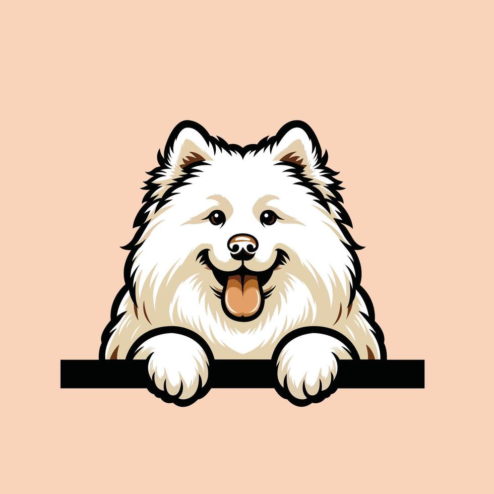AI generated Samoyed dog peeking face isolated illustration vector