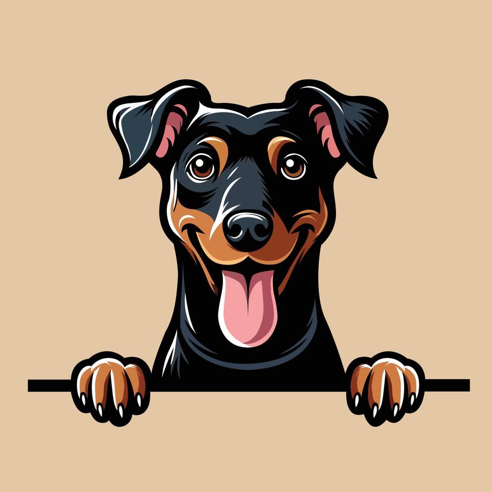 AI generated Manchester Terrier peeking face illustration vector