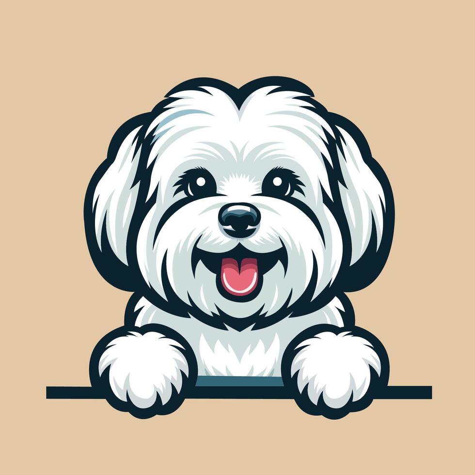 AI generated Maltese peeking face illustration vector