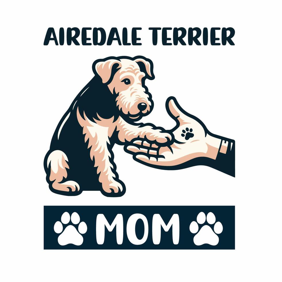 airedale terrier mamá tipografía camiseta diseño ilustración vector