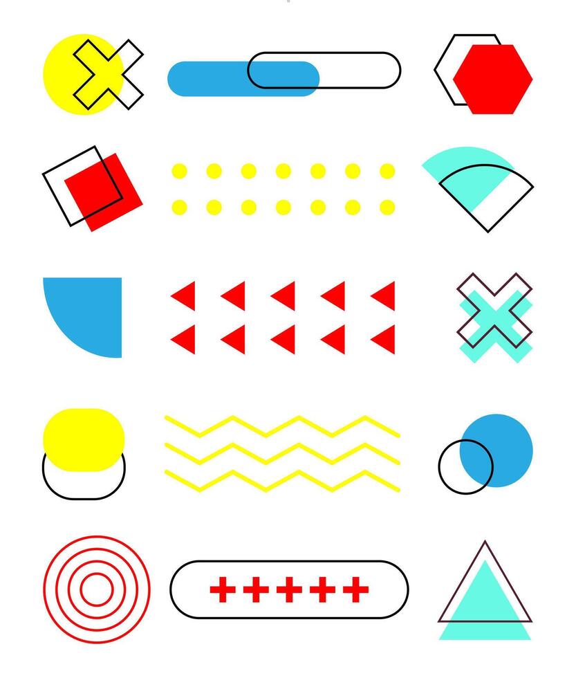 Abstract memphis geometric shapes background template vector