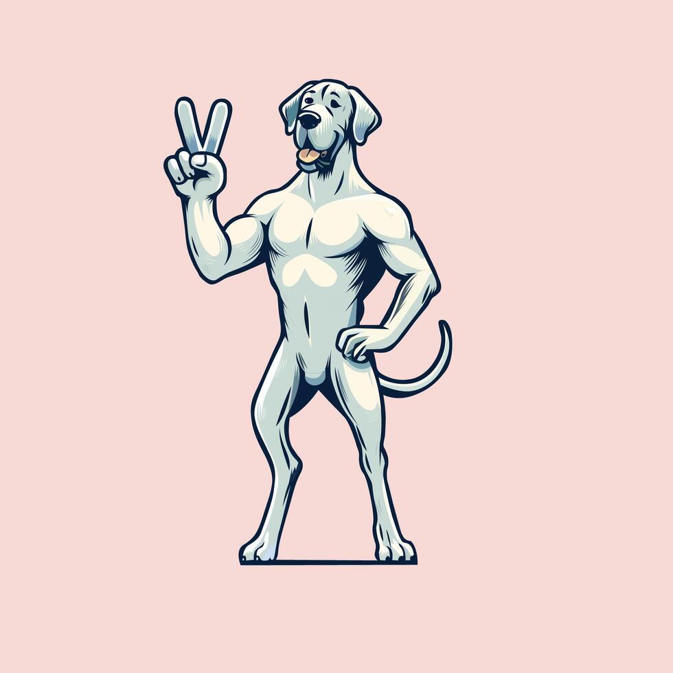 AI generated Confident Great Dane Peace Gesture Illustration Vector