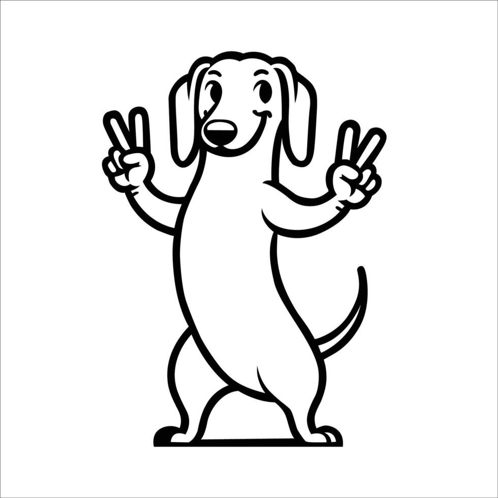 AI generated Confident Dachshund Peace Gesture Illustration Vector