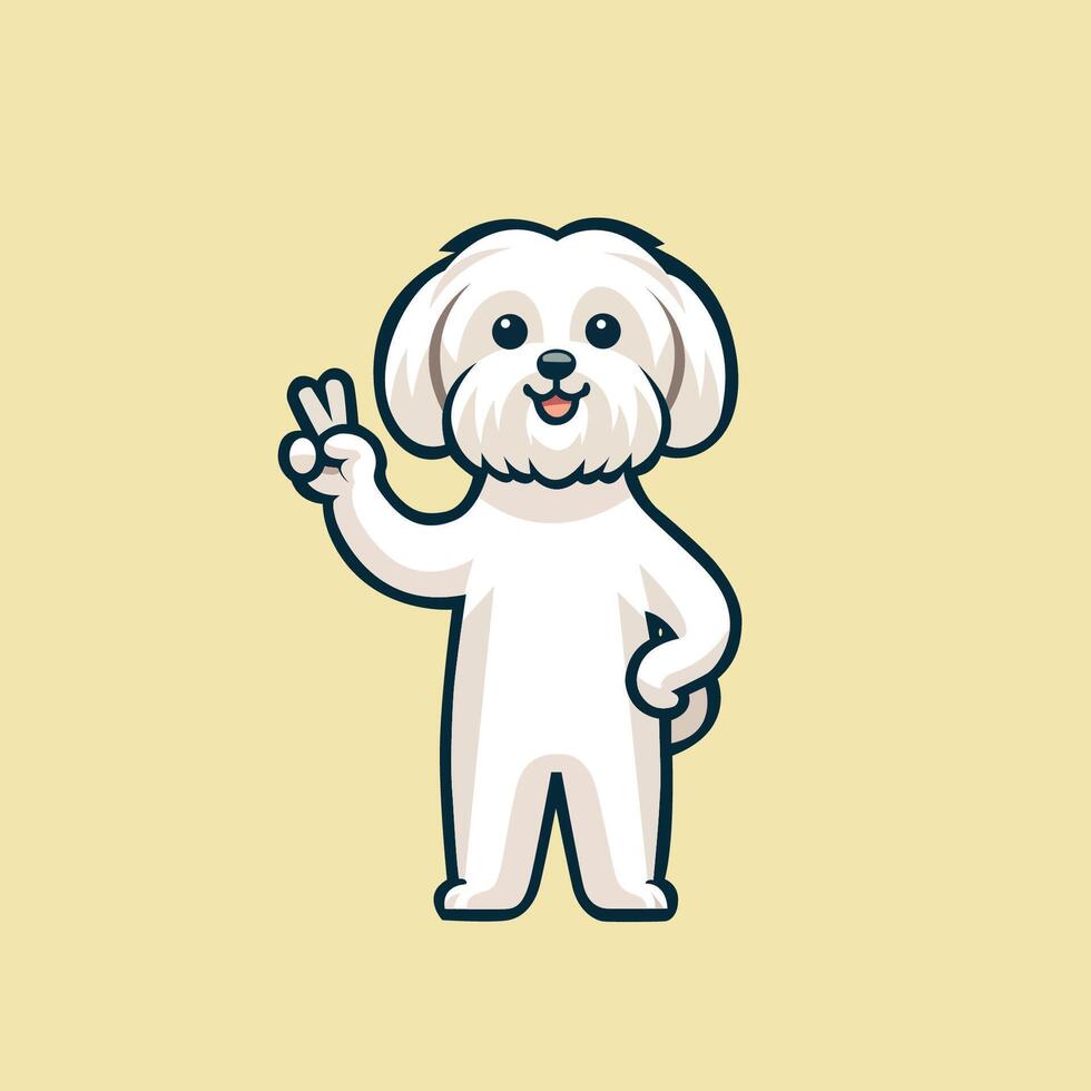 AI generated Maltese Dog Peace Gesture Illustration vector