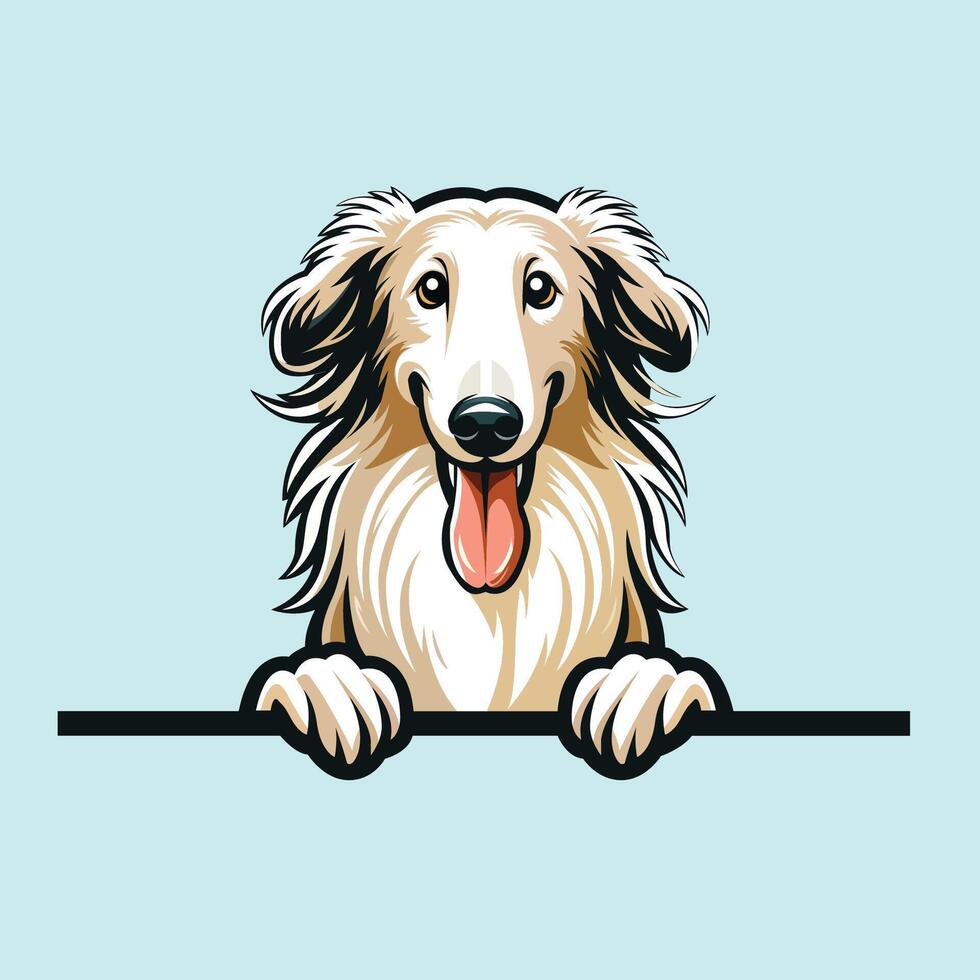 AI generated Borzoi peeking face illustration vector