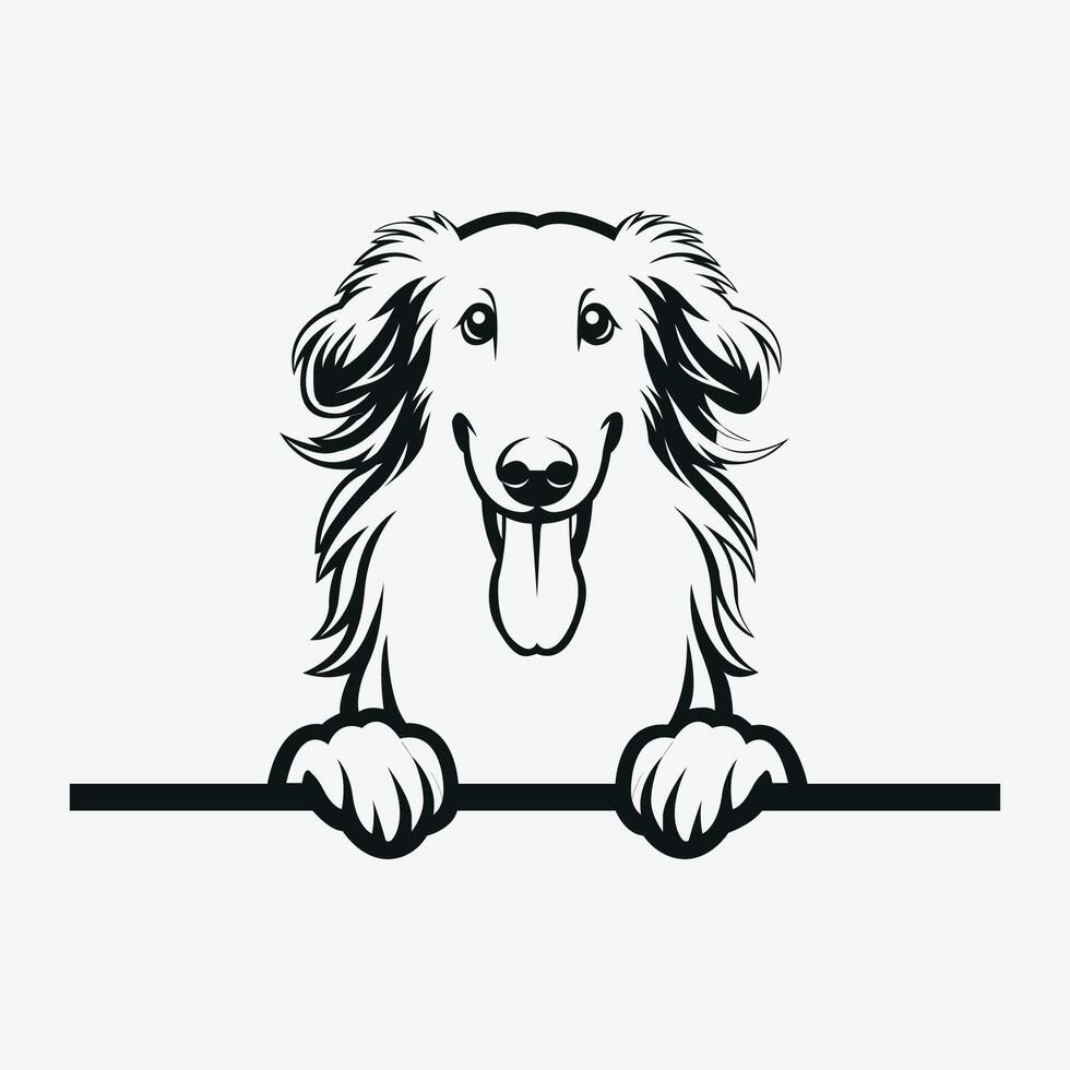 ai generado negro y blanco borzoi echar un vistazo cara ilustración vector