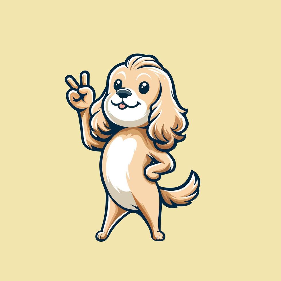 AI generated Cocker Spaniel Dog Peace Gesture isolated Illustration vector