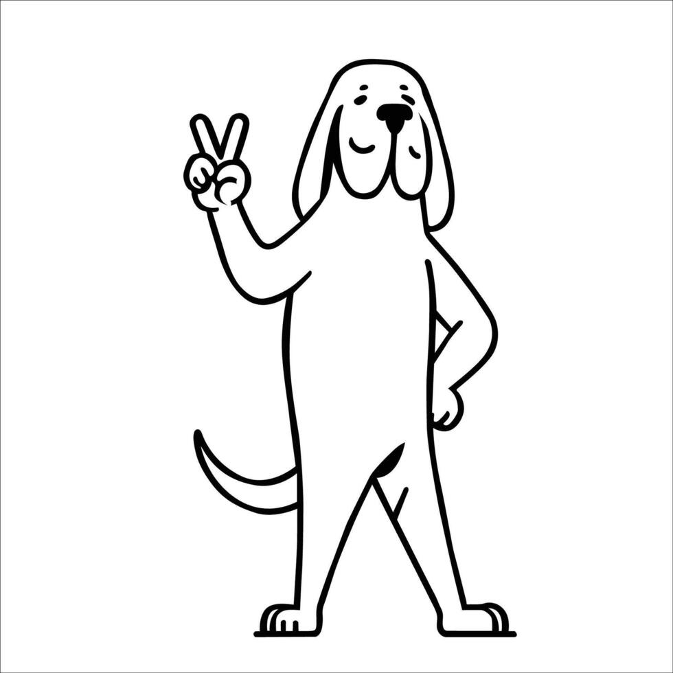 AI generated Confident Bloodhound Peace Gesture Illustration Vector