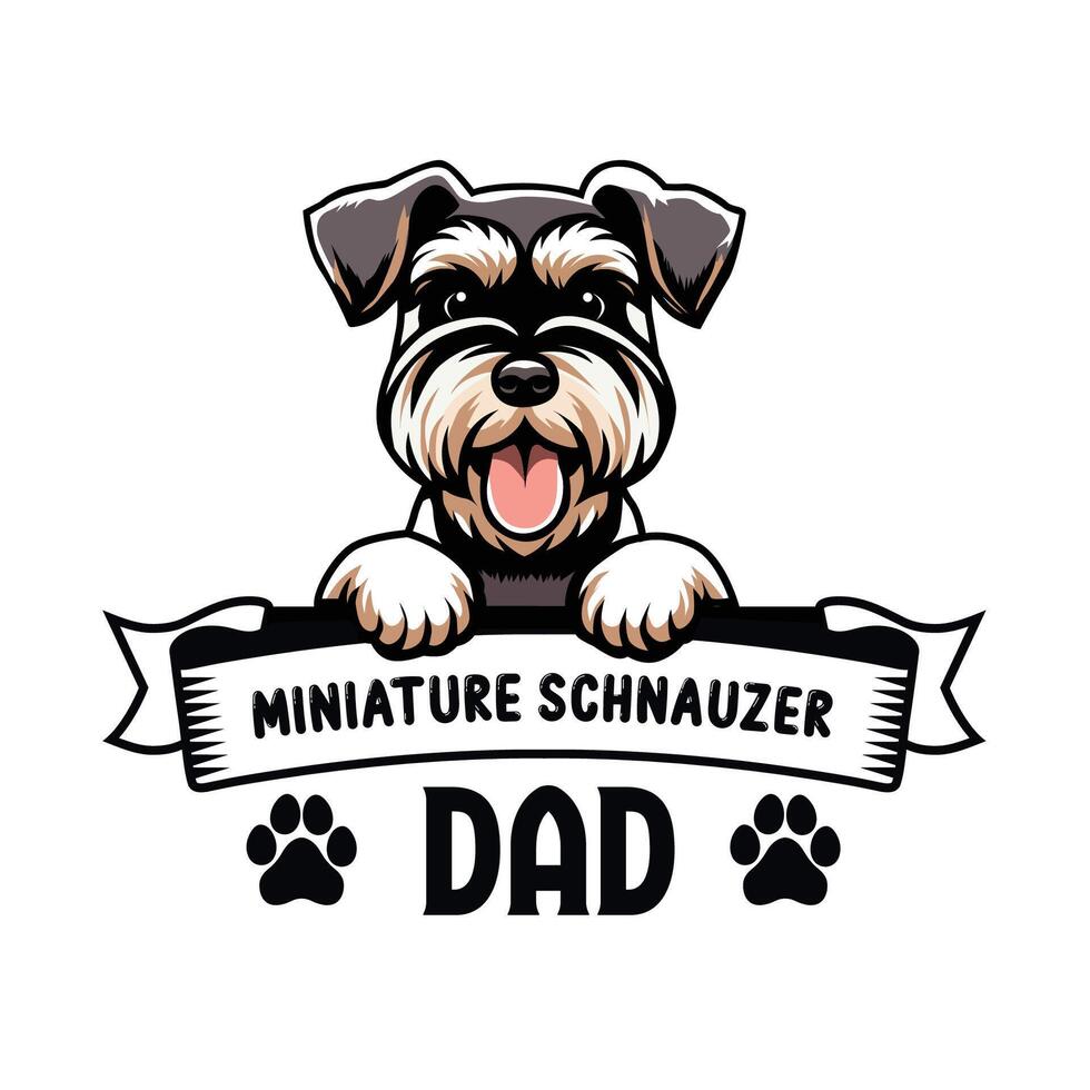 miniatura Schnauzer perro papá tipografía t camisa diseño ilustración Pro vector