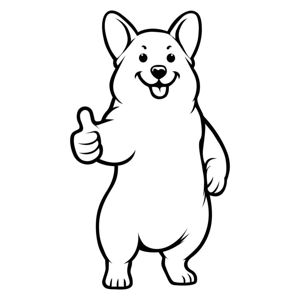 AI generated Welsh Corgi Dog Happy Thumbs Up illustration vector