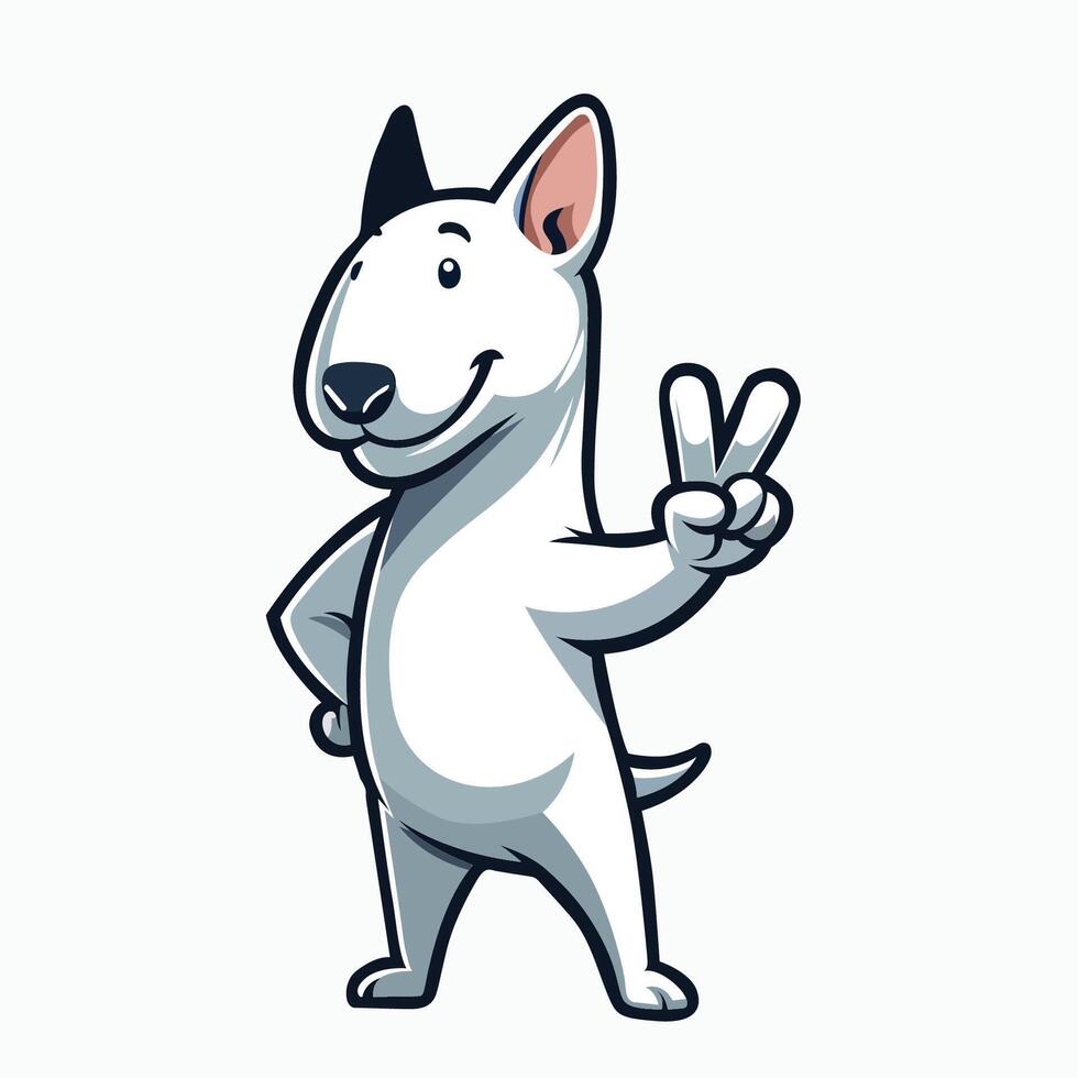 AI generated Bull Terrier Dog Peace Gesture isolated Illustration vector