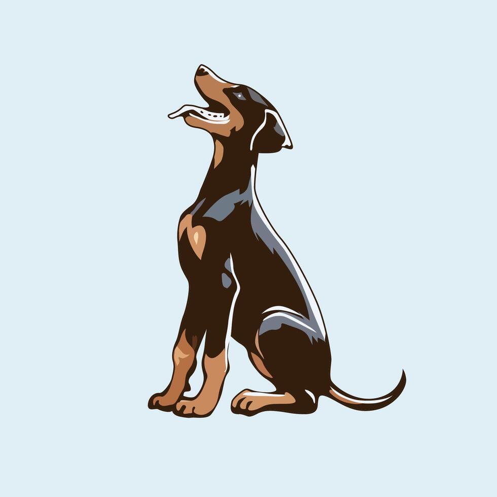 AI generated Dobermann sitting and looking up illustration vector
