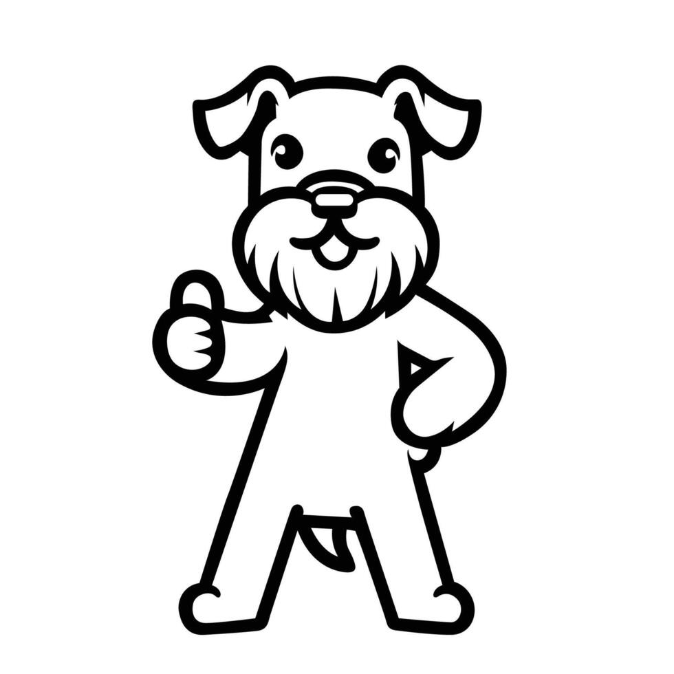 AI generated Miniature Schnauzer Dog Happy Thumbs-Up illustration vector