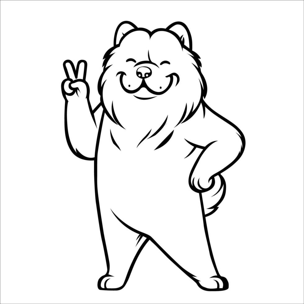 AI generated Confident Chow Chow Peace Gesture Illustration Vector