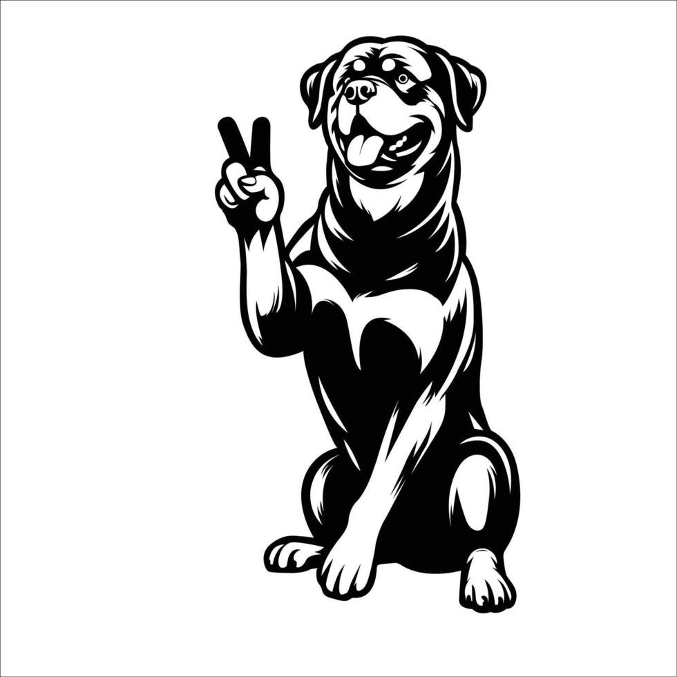 ai generado confidente Rottweiler paz gesto ilustración vector