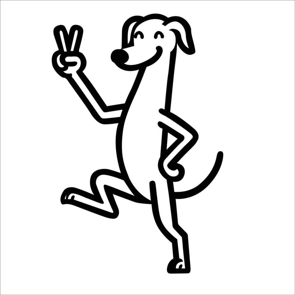 AI generated Confident Greyhound Peace Gesture Illustration Vector