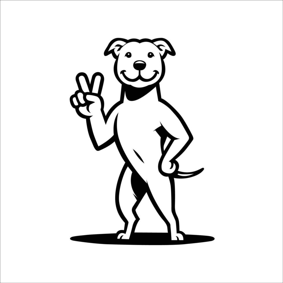 AI generated Confident American Staffordshire Terrier Peace Gesture Illustration Vector