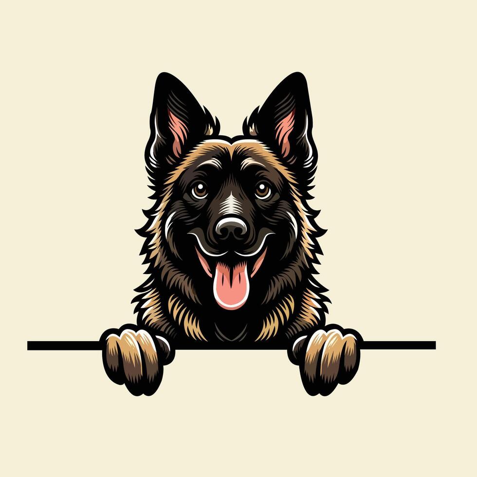 AI generated Dutch Shepherd dog peeking face isolated illustration vector