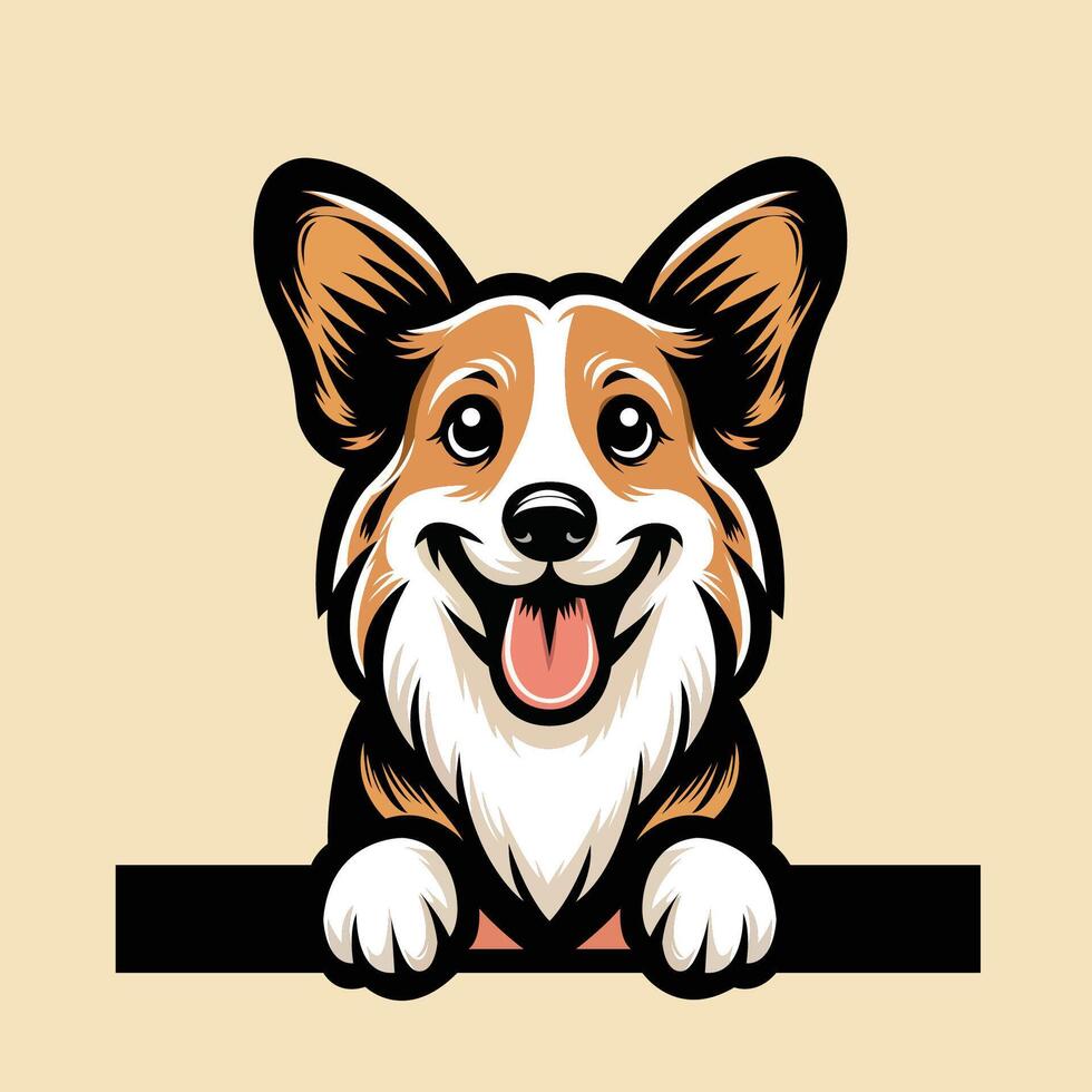 AI generated Cardigan Welsh Corgi dog peeking face isolated illustration vector