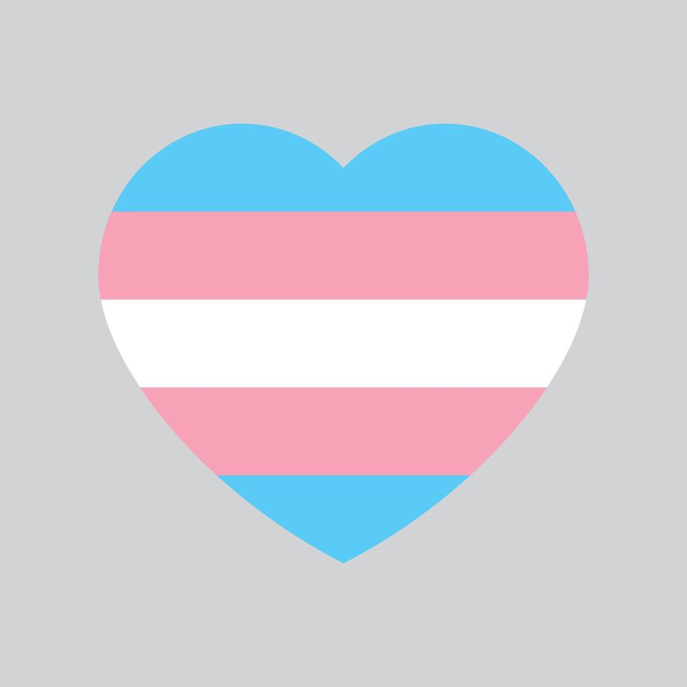 Blue, pink and white colored heart icon, as the colors of the transgender flag. Flat vector illustration.