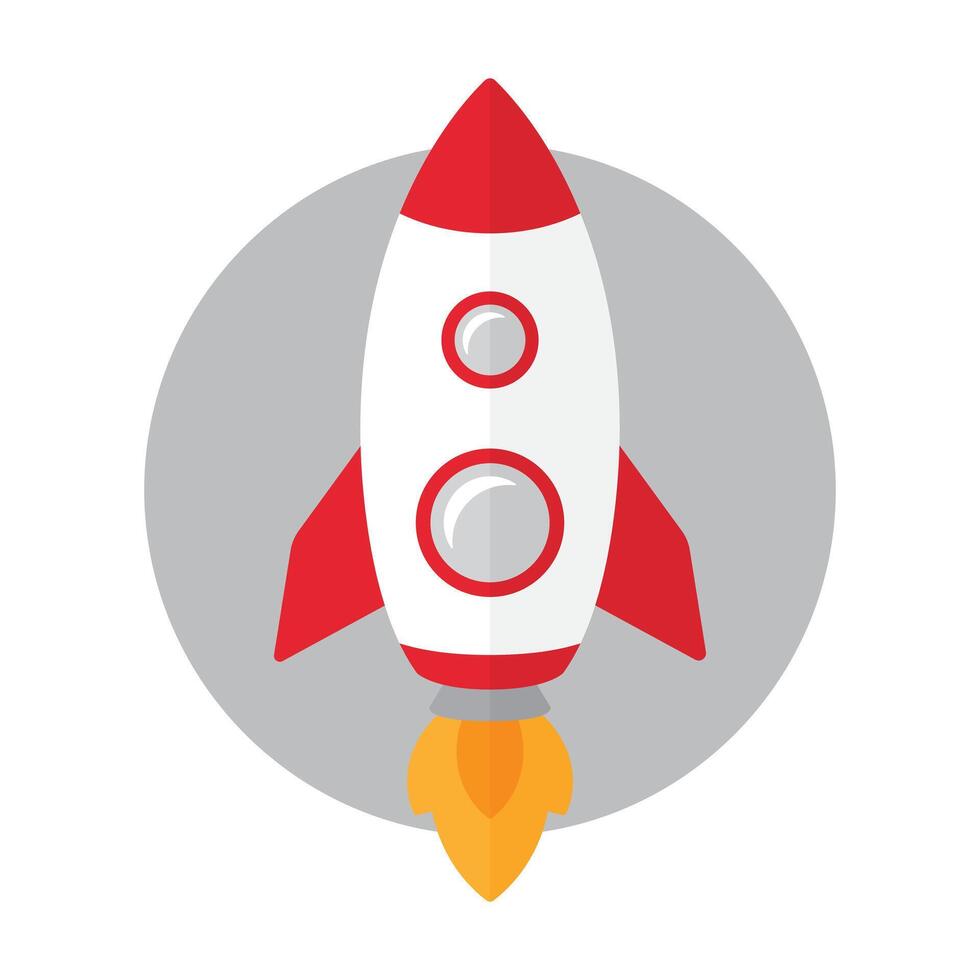 Rocket ship icon in flat design style. Startup business concept. Vector illustration.