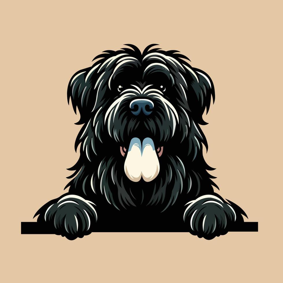 AI generated Bouvier des Flandres peeking face illustration vector