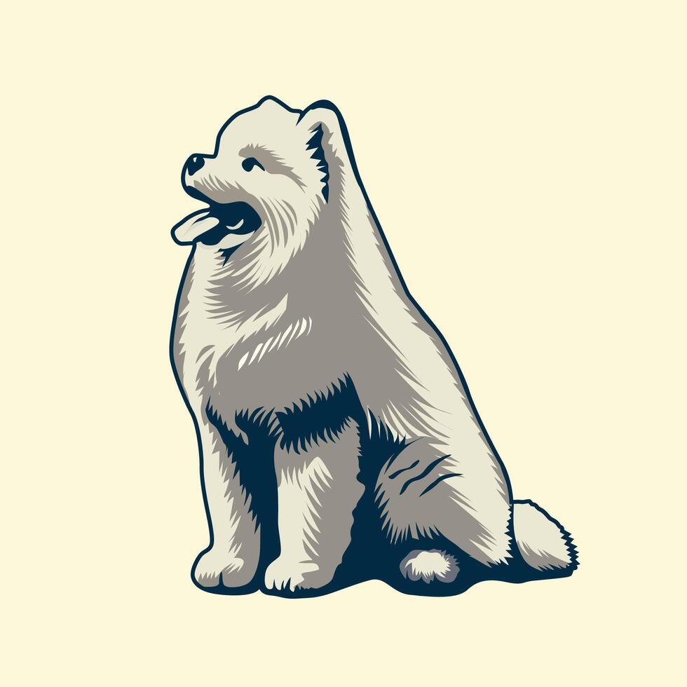 AI generated Samoyed sitting and looking up illustration vector