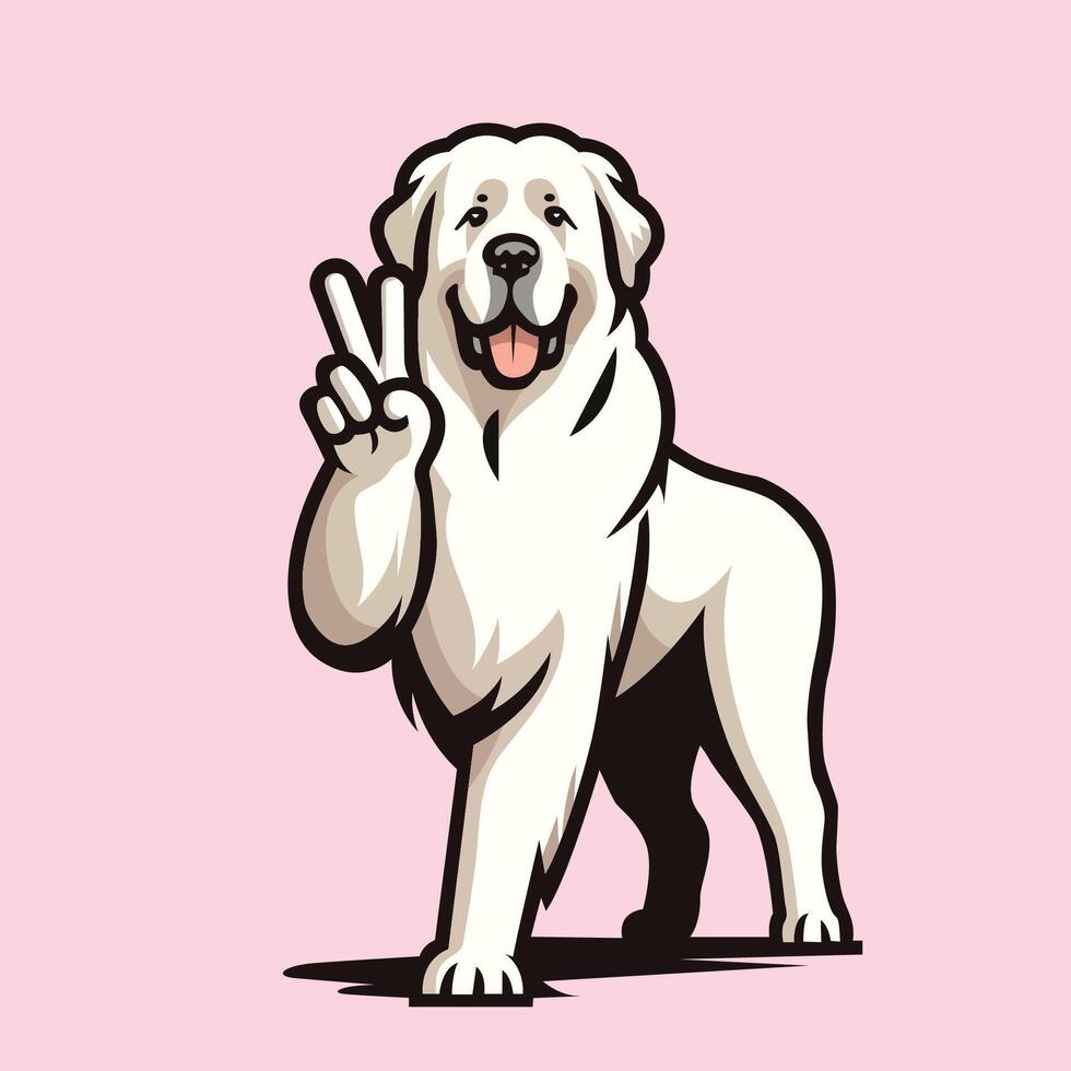 AI generated Newfoundland Dog Peace Gesture Illustration vector