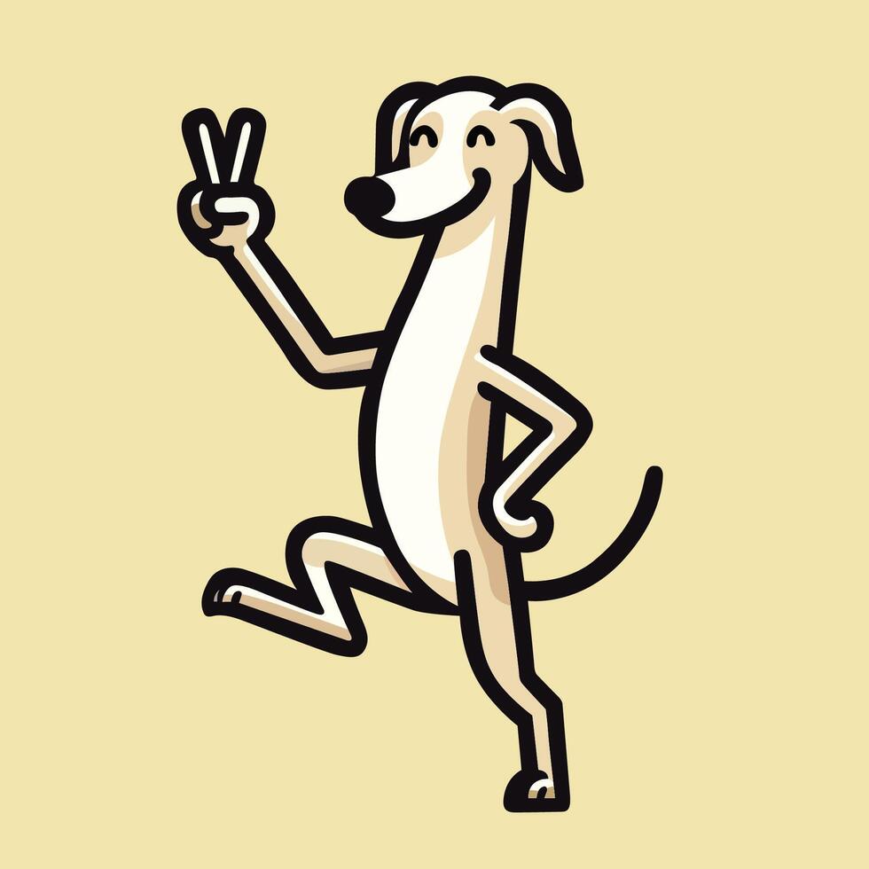 AI generated Greyhound Dog Peace Gesture Illustration vector