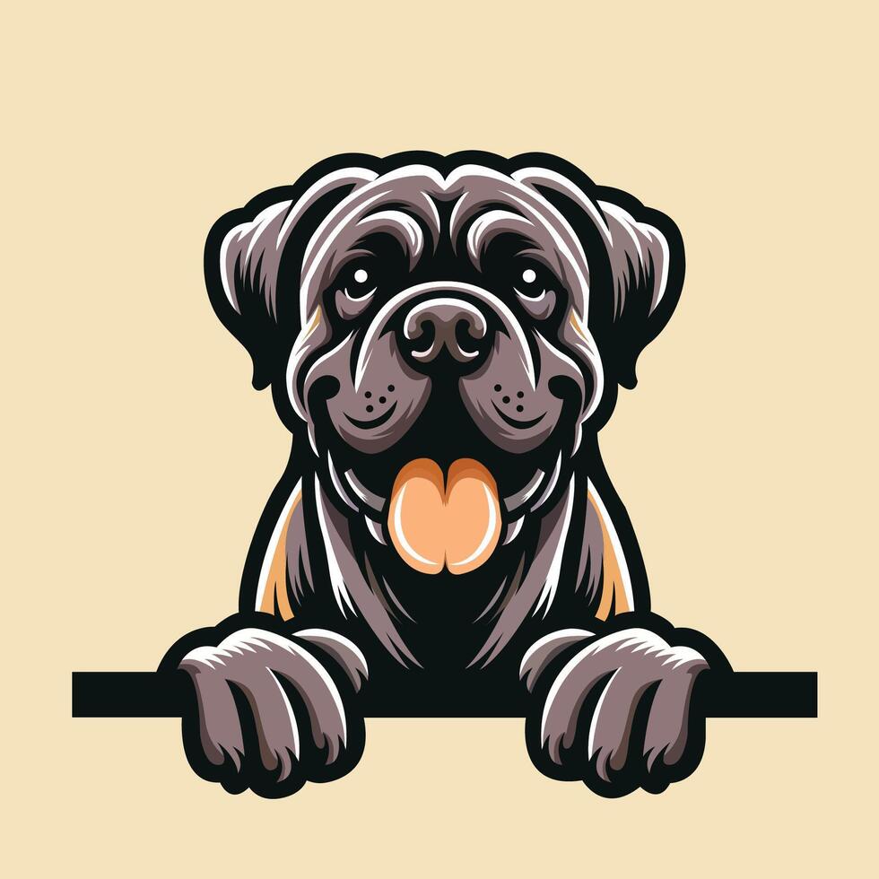 AI generated Cane Corso dog peeking face isolated illustration vector