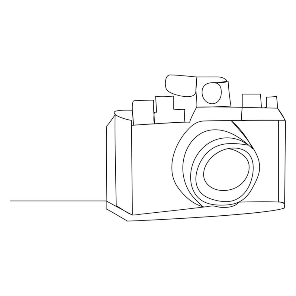 Continuous single line camera one line art drawing illustration art on camera vector
