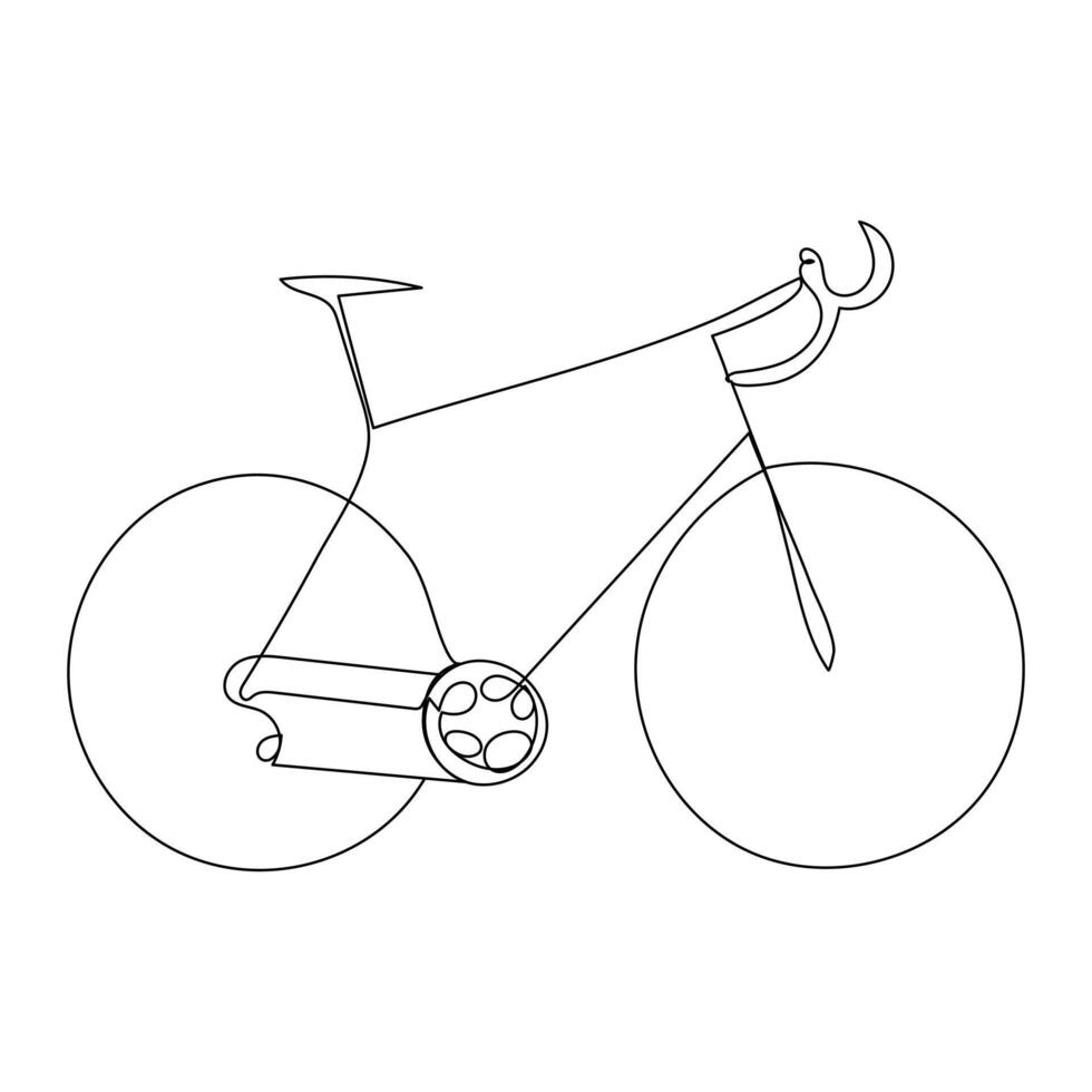 continuo soltero vector línea Arte dibujo y uno línea ilustración de bicicleta