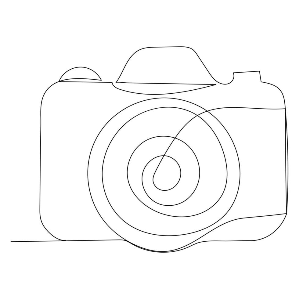 Continuous single line camera one line art drawing illustration art on camera vector
