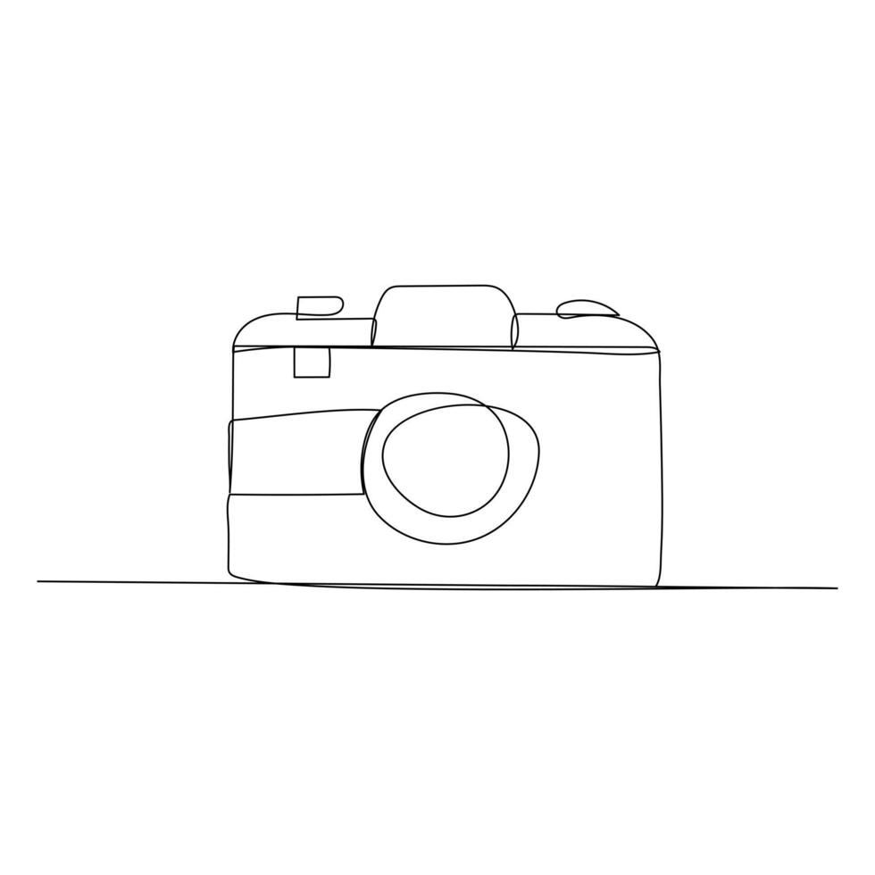 Continuous single line camera one line art drawing illustration art on camera vector