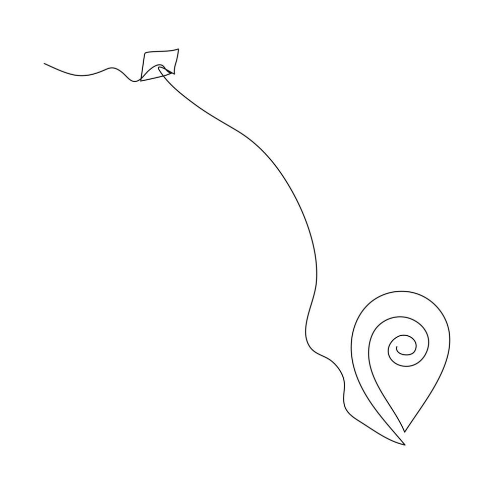 Continuous single line traffic one line map location pin art drawing design vector illustration