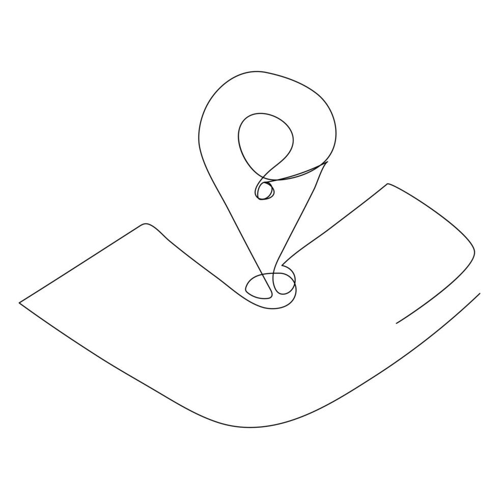 Continuous single line traffic one line map location pin art drawing design vector illustration